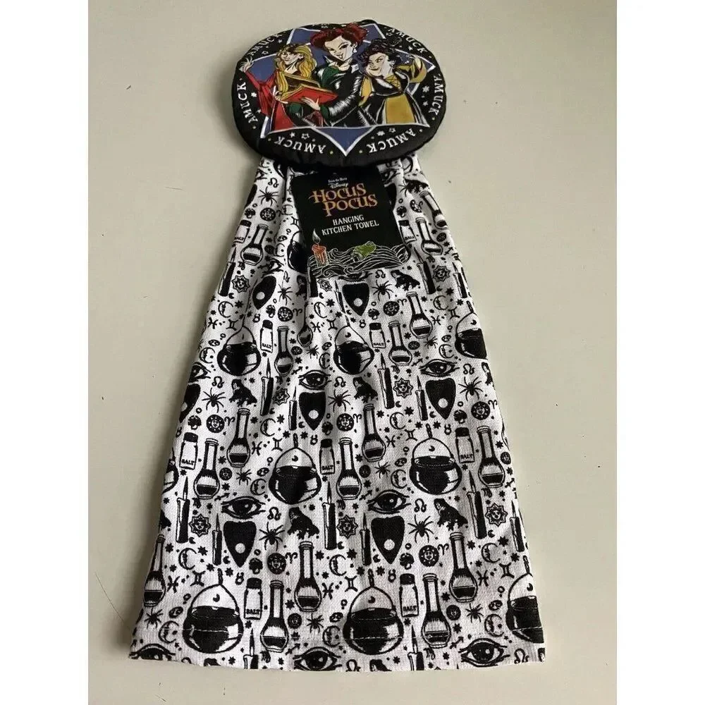 Disney Hocus Pocus Hanging Kitchen Towel Sanderson Sisters Halloween Potions NEW